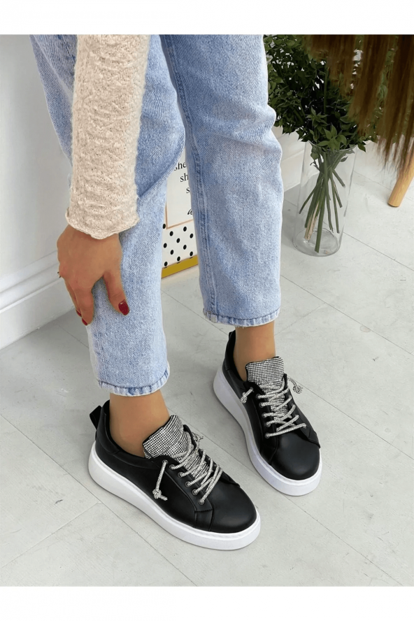 Cilt (nevada) Taş Detay Kadın Bağcıklı Sneakers - 3
