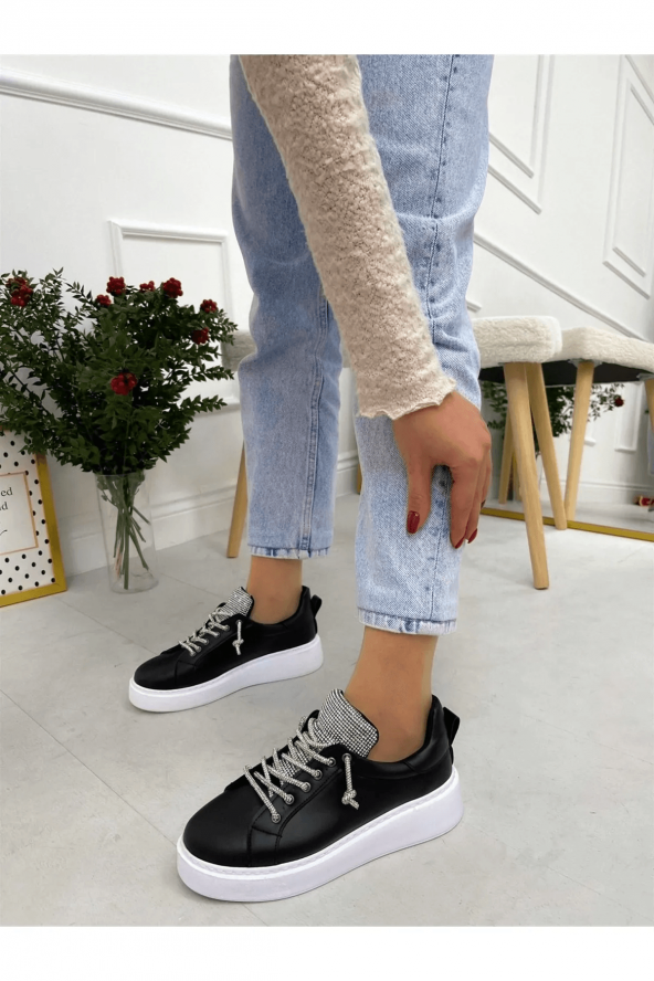 Cilt (nevada) Taş Detay Kadın Bağcıklı Sneakers - 5