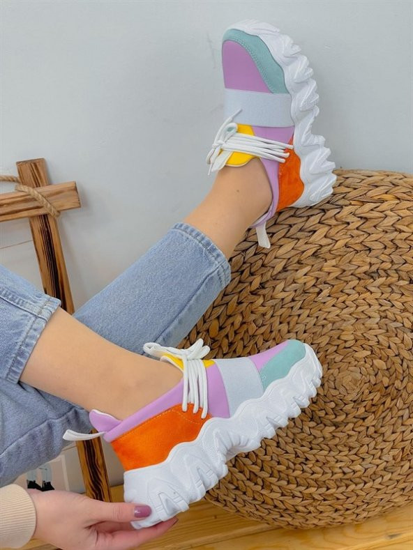 Bağcık Detaylı Rahat  Kadın Sneakers Spor ayakkabı - 5