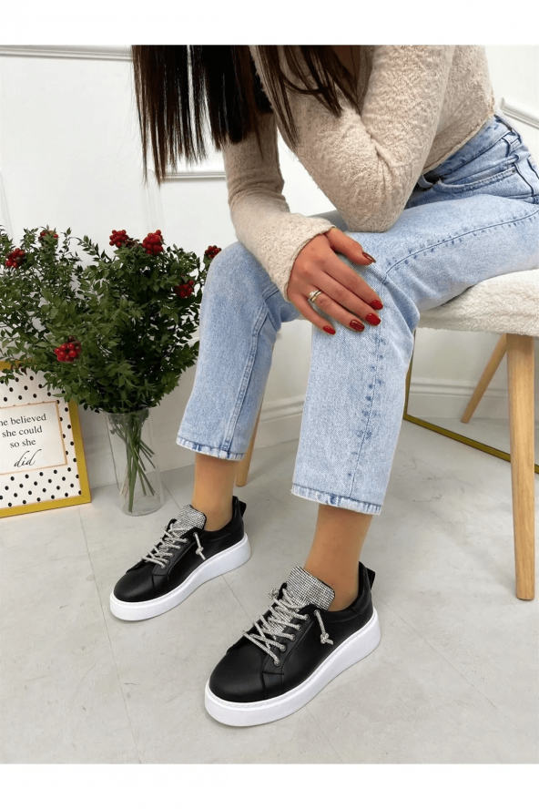 Cilt (nevada) Taş Detay Kadın Bağcıklı Sneakers - 7