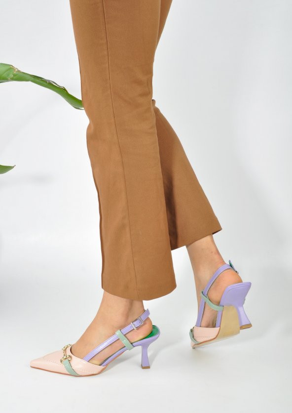 Deri Toka Detay Rahat Kadın Stiletto - 3