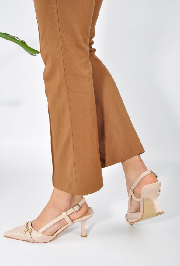 Deri Toka Detay Rahat Kadın Stiletto - 5