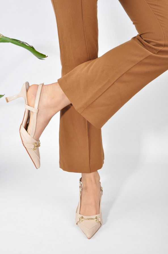 Deri Toka Detay Rahat Kadın Stiletto - 6