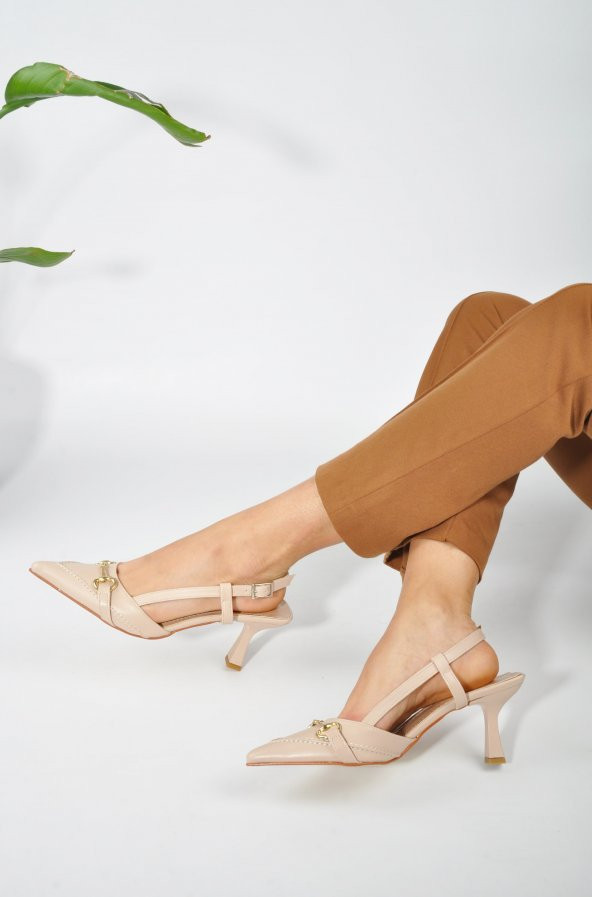 Deri Toka Detay Rahat Kadın Stiletto - 12