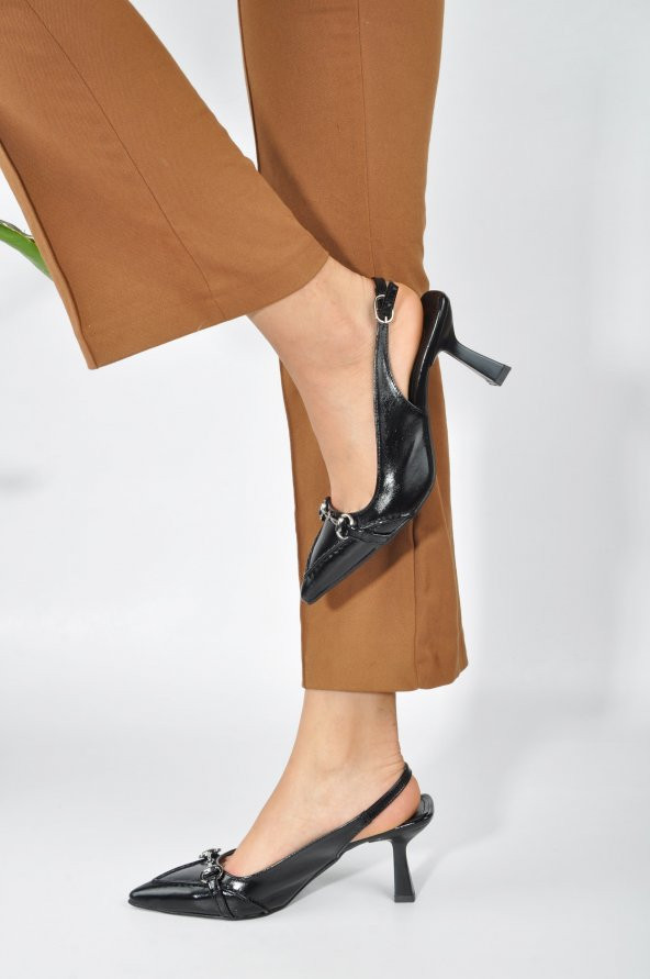 Deri Toka Detay Kadın Stiletto - 9