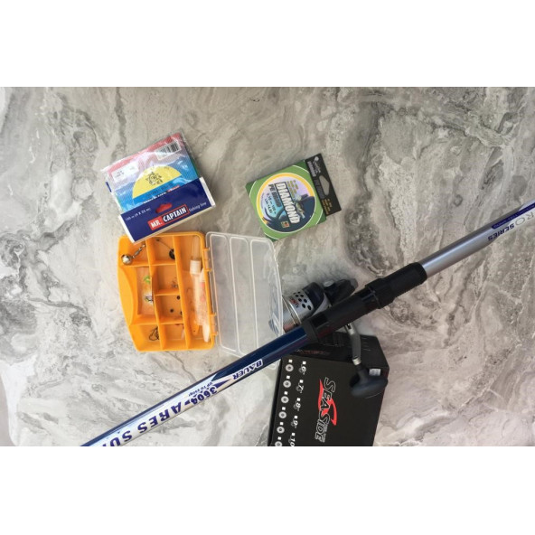 Olta Seti - Bauer 360 Ares Surf Kamış + SeaSide CP-5000 Olta Makinesi - İpek Misina ve 25'li set hediye - 9