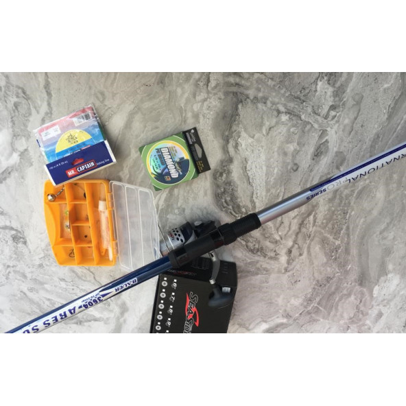 Olta Seti - Bauer 360 Ares Surf Kamış + SeaSide CP-5000 Olta Makinesi - İpek Misina ve 25'li set hediye - 10