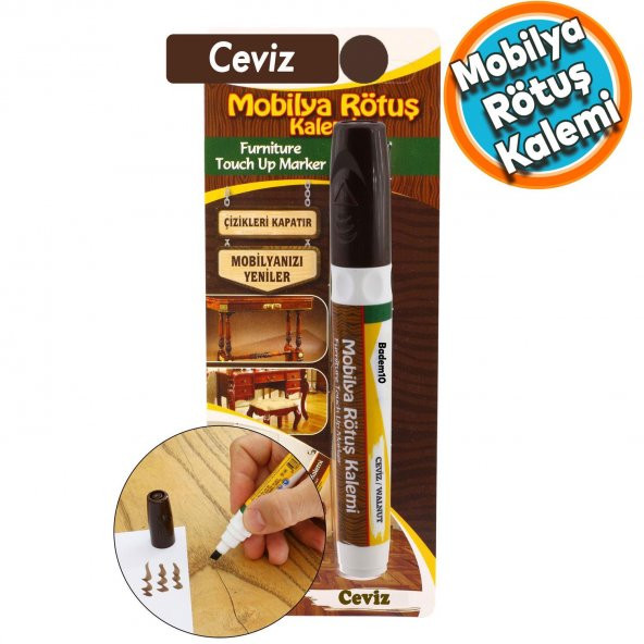 Mobilya Rötuş Kalemi Ahşap Masa Sehpa Dolap Rütuş Kalemi Çizik Giderici Çatlak Kapatıcı Ceviz