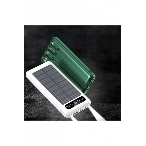 Güneş Enerjili Solar Panelli Powerbank 30000Mah Led Işıklı Taşınabilir Şarj Aleti - 2