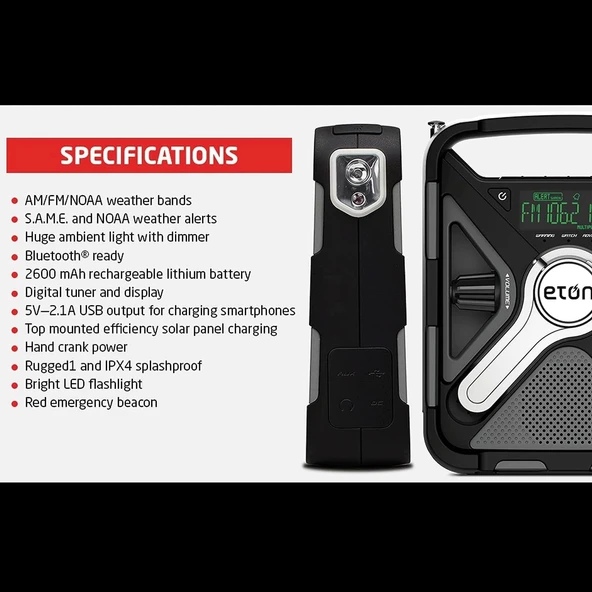 Eton Sidekick, Ultimate Camping AM/FM/NOAA Radyo - 3