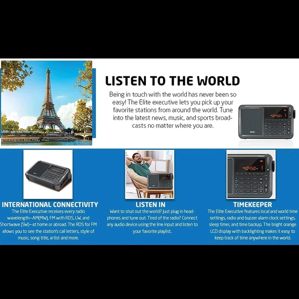 Eton Elite Executive AM/FM/Uçak Bandı/SSB/Kısa Dalga Radyo - 3