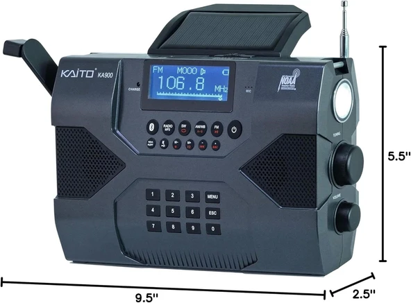 Kaito Voyager Max KA900 Acil Durum Telsizi, Dijital Güneş Enerjili - 2