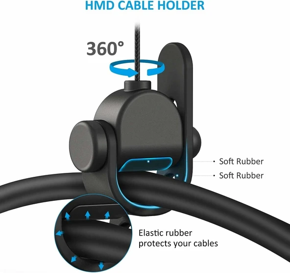 KIWI design VR Kablo Yönetimi, 3 Paket VR Makara Sistemi - Siyah - 2