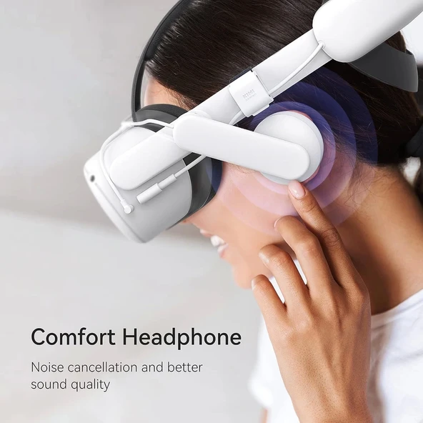 KIWI design Konforlu Pilli Sesli Kafa Bandı 6400mAh - Quest 2 ile Uyumlu - 4