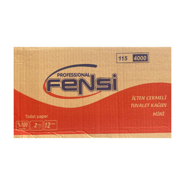 Fensi İçten Çekmeli Mini Tuvalet Kağıdı Çift Katlı 4 Kg. 12 Rulo x 2 Koli - 2