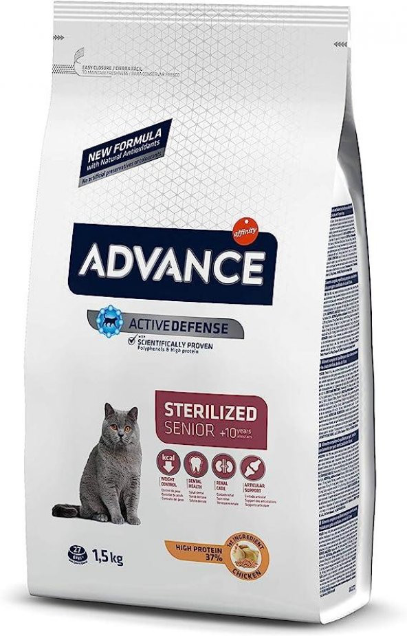 Advance Sterilised Senior +10 Tavuklu Kısırlaştırılmış Yaşlı Kedi Maması 1.5 KG