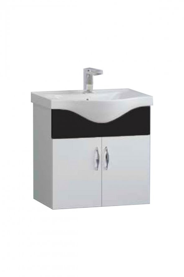 Akyazı 55 Cm Mdf Banyo Dolabı Siyah, Alt Modül Ve Lavabo