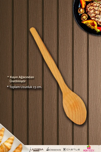 Standlı Ahşap Tahta Kaşık Seti Yemek Servis Sunum Kaşık Seti Ahşap Kaşıklık ( 5 Parça ) - Resim 7