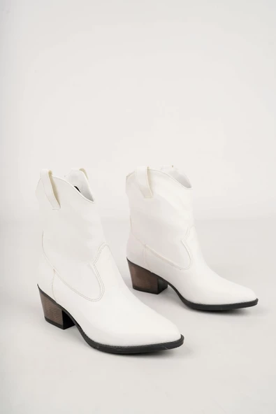 Muggo Cowboy Garantili Kadın Şık Tarz ve Rahat Kışlık Topuklu Bot - 12