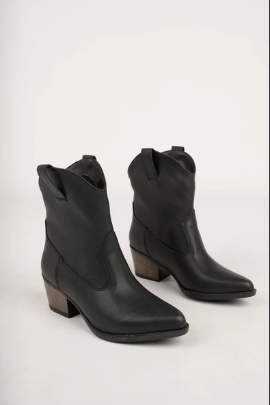 Muggo Cowboy Garantili Kadın Şık Tarz ve Rahat Kışlık Topuklu Bot - 5