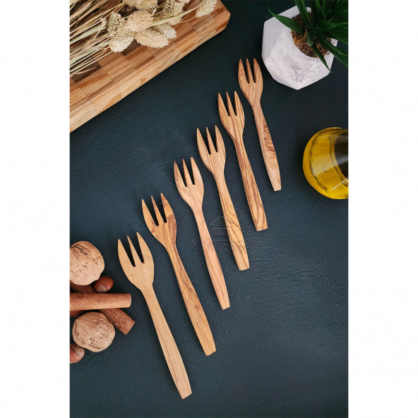 Zeytin Ağacı Ahşap Tahta Bal Reçel Kaşığı Kahvaltı Çatalı Kahvaltı Bıçağı ( ZEYTİN AĞACI ) - 3