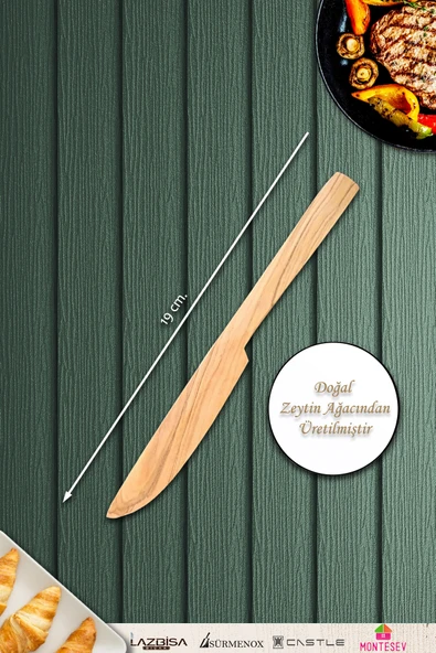 Zeytin Ağacı Ahşap Tahta Bal Reçel Kaşığı Kahvaltı Çatalı Kahvaltı Bıçağı ( ZEYTİN AĞACI ) 6 Parça - 2