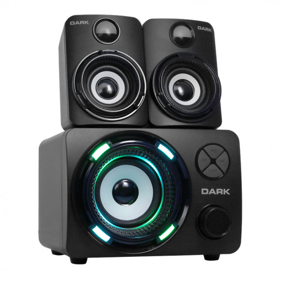 Dark SP-214 11W RMS 7 Farklı Renk Titreşimli LED 2+1 Multimedia Speaker Hoparlör (DK-AC-SP214) - 4