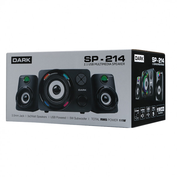Dark SP-214 11W RMS 7 Farklı Renk Titreşimli LED 2+1 Multimedia Speaker Hoparlör (DK-AC-SP214) - 7