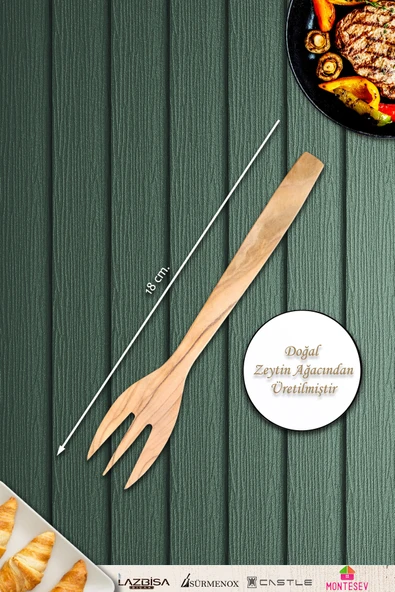 Zeytin Ağacı Ahşap Tahta Bal Reçel Kaşığı Kahvaltı Çatalı Kahvaltı Bıçağı Seti ( ZEYTİN AĞACI ) - 3