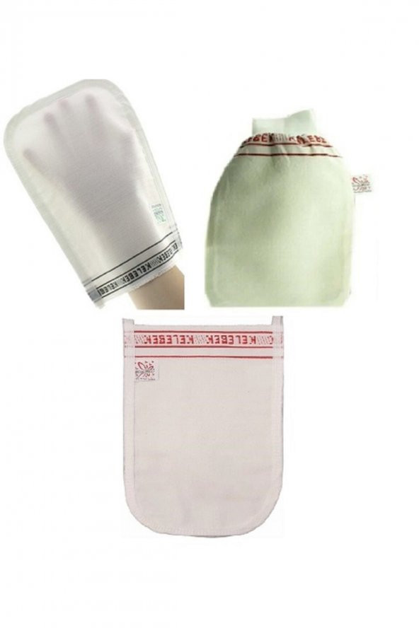 Kelebek Kese Üçlü Banyo Set Kalın Lastikli Kalın Ve Ince Kese Spa