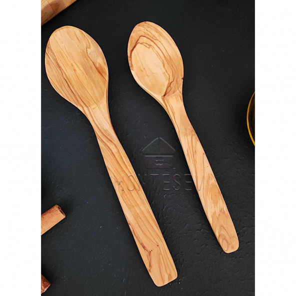 Zeytin Ağacı Ahşap Tahta Kaşık Seti 2 Parça ( ZEYTİN AĞACI ) Ağaç Kaşık - 4