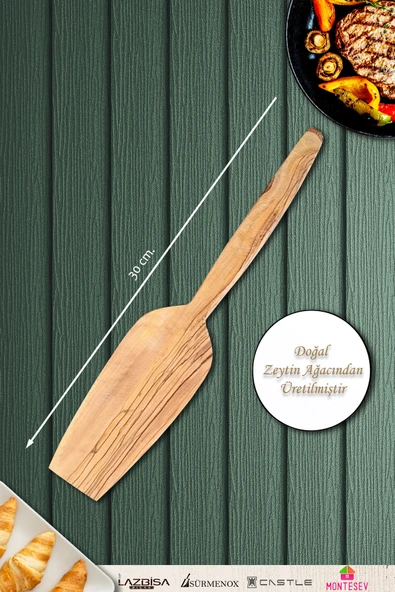 Zeytin Ağacı Ahşap Tahta Kaşık Spatula Seti 2 Parça ( ZEYTİN AĞACI ) Ağaç Kaşık - 2
