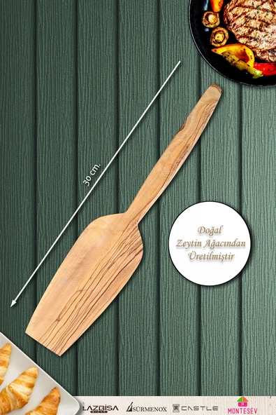 Zeytin Ağacı Ahşap Tahta Kaşık Spatula Seti 2 Parça ( ZEYTİN AĞACI ) Ağaç Kaşık - 2