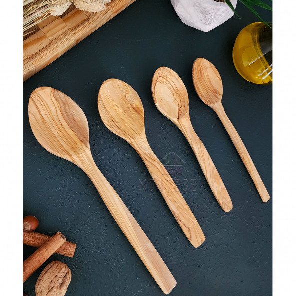 Zeytin Ağacı Ahşap Tahta Kaşık Seti ( ZEYTİN AĞACI ) Ağaç Kaşık - 3