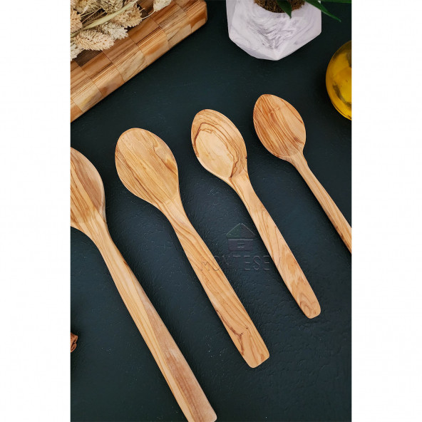 Zeytin Ağacı Ahşap Tahta Kaşık Seti ( ZEYTİN AĞACI ) Ağaç Kaşık - 4