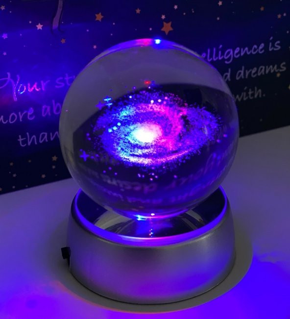 Samanyolu Galaxy Işıklı Cam Küre Pilli Büyük Boy 6 Cm Ve 8 Değişen Renk - 2