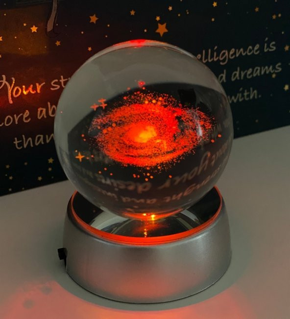 Samanyolu Galaxy Işıklı Cam Küre Pilli Büyük Boy 6 Cm Ve 8 Değişen Renk - 4