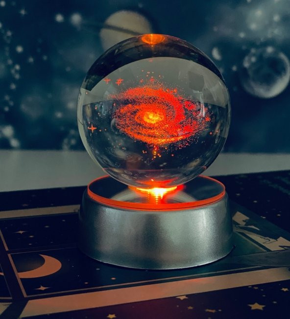 Samanyolu Galaxy Işıklı Cam Küre Pilli Büyük Boy 6 Cm Ve 8 Değişen Renk - 7