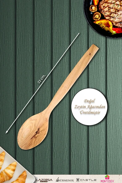Zeytin Ağacı Ahşap Tahta Kaşık Seti ( ZEYTİN AĞACI ) Ağaç Kaşık 4 Parça - 5