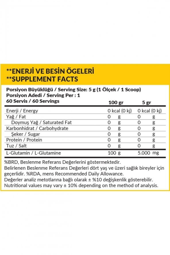 Saf Glutamin Glutamine 300 gr Aromasız - 2