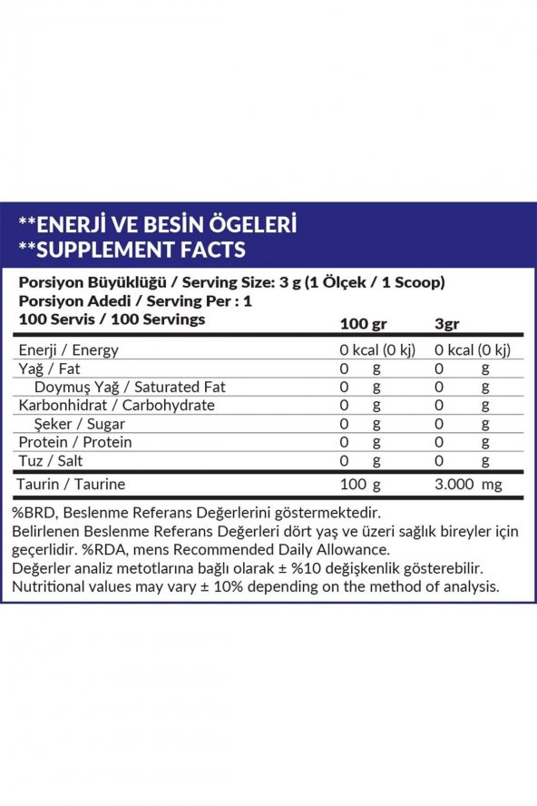 High Nutrition Taurine - 300 G - 100 Servis - 2