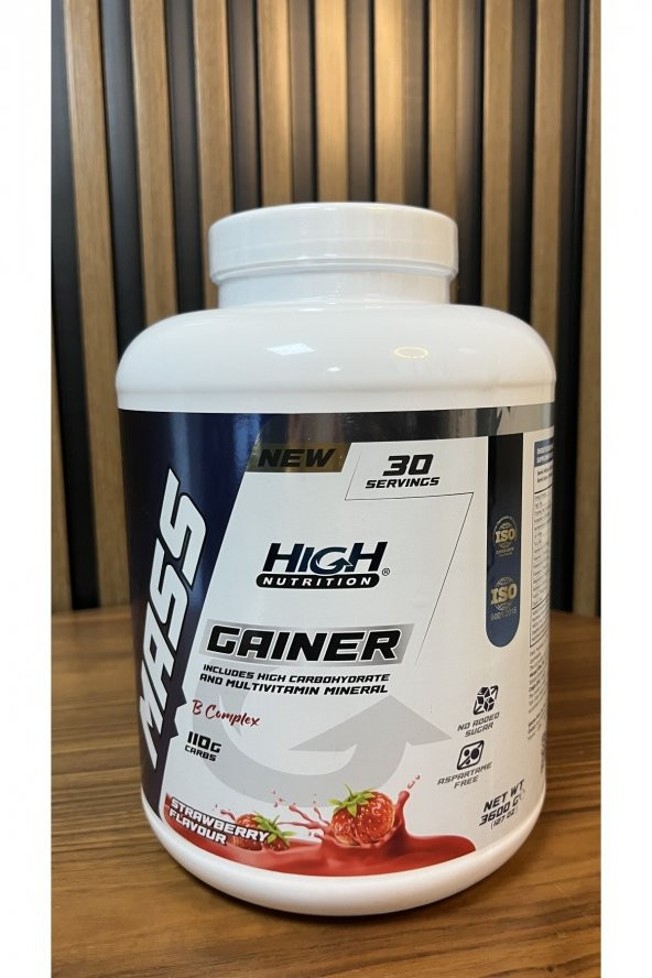 High Nutrition Mass Gainer 3600 Gr Çilek Aromalı Kilo Almaya Yardımcı Hacim Kütle Kas Artırma Karbonhidrat Tozu