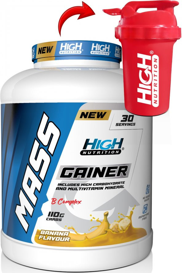 High Nutrition Mass Gainer 3600 gr Muz Aromalı Kilo Almaya Yardımcı Hacim Kütle Kas Artırma Karbonhidrat Tozu