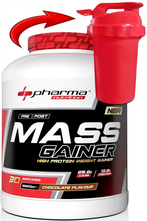 Pharma Nutrition Mass Gainer 3300 Gr Çikolata Aromalı Kilo Kas Karbonhidrat Tozu Hacim 30 Servis