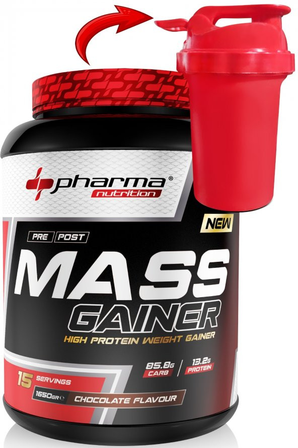 Pharma Nutrition Mass Gainer 1650 Gr Çikolata Aromalı Kilo Kas Karbonhidrat Tozu 15 Servis Hacim