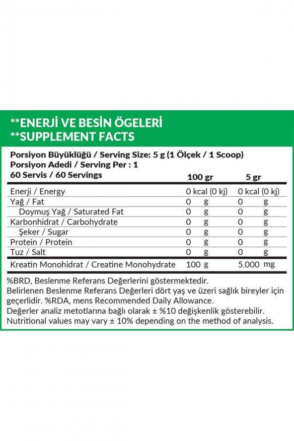 High Nutrition Creatine Powder 300 Gr - 60 Porsiyon 1 Serviste 5 Gr Kreatine - 2