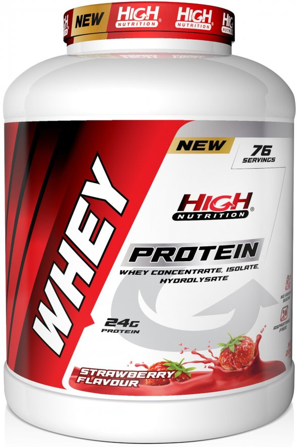 High Nutrition Whey Protein Tozu 2280 Gr Çilek Aromalı Protein Tozu 24 Gram Protein Kas güç