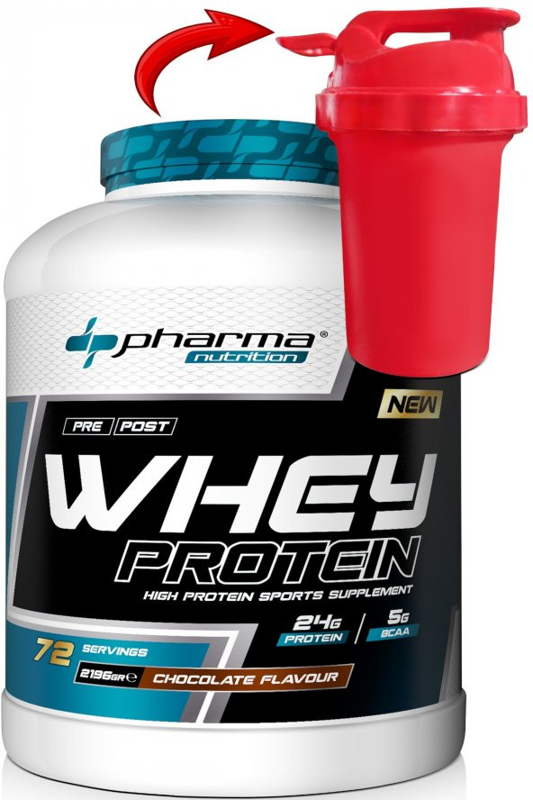 Pharma Nutrition Whey Protein 2196 gr Çikolata Aromalı Whey Protein Tozu 24 gr Protein 5 gr Bcaa 72 Servis