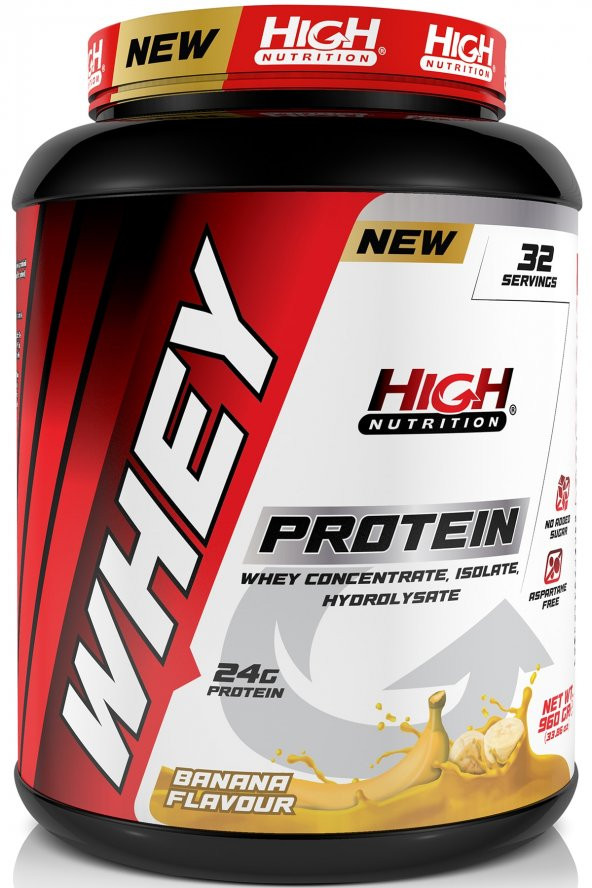 High Nutrition Whey Protein 960 Gr Muz Aromalı Protein Tozu 24 Gram Proteinn