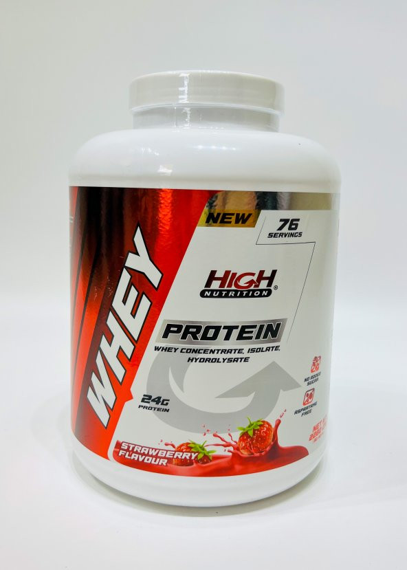 High Nutrition Whey Protein Tozu 2280 Gr Çilek Aromalı Protein Tozu 24 Gram Protein Kas güç 76 Servis - 3